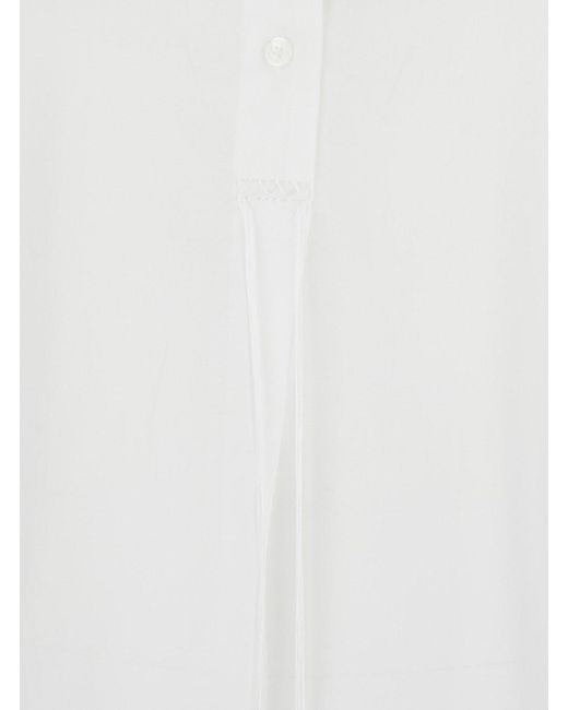 Totême White Cotton Shirt With Stand-Up Collar