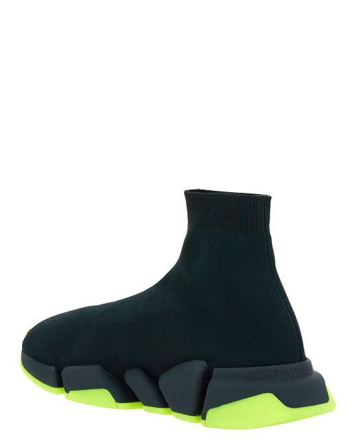 Balenciaga Blue 'Speed 2.0' Sneakers With Neon Detail for men
