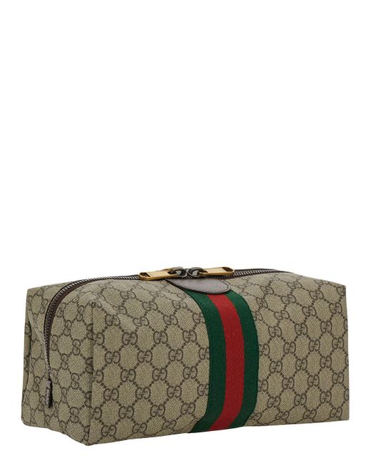 Gucci Gray And Ebony Beauty Case With Web Detail And Logo Detail for men