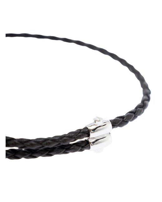 Bottega Veneta Black Metallic Bracelet With Intrecciato Design And Sliding Closure for men