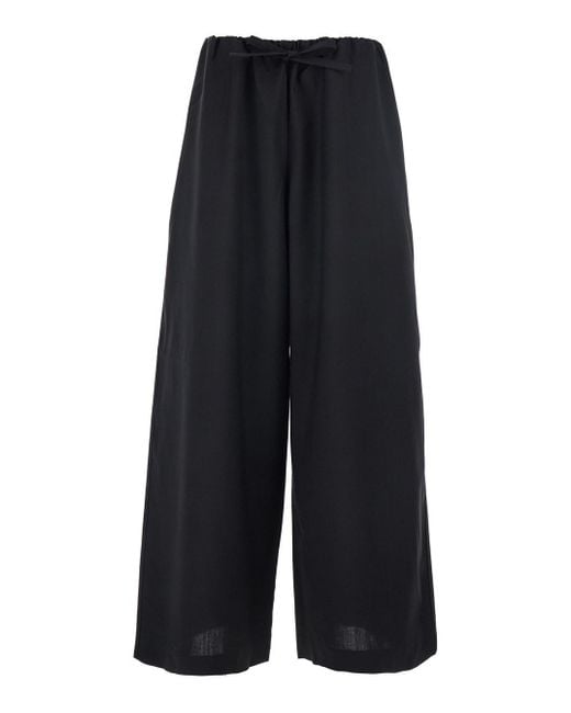Totême Blue Pants With Elastic Waist And Drawstring