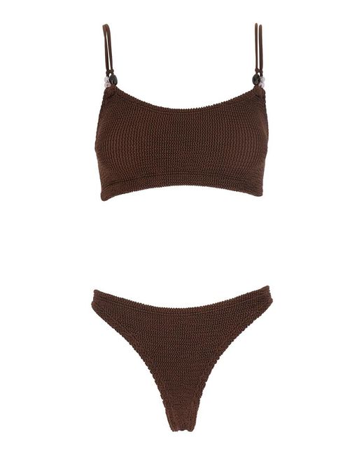 Hunza G Brown Beaded Bikini Cassie