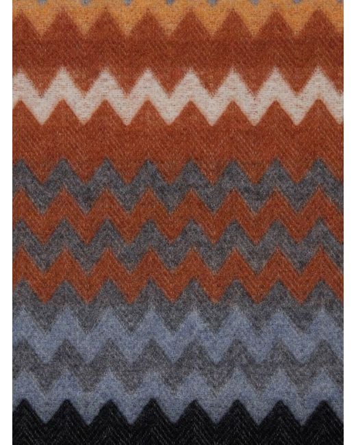 Missoni Brown 'Humbert' Blanket With Zigzag Motif And Fringe
