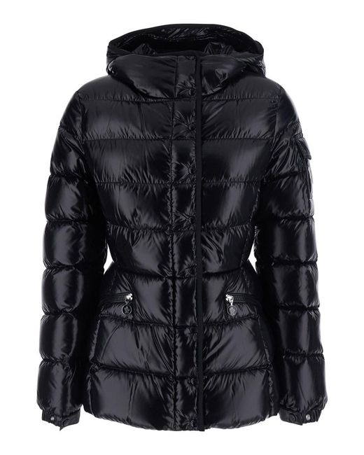 Moncler Black 'Barante' Down Jacket With Hood And Applied Pocket On Th