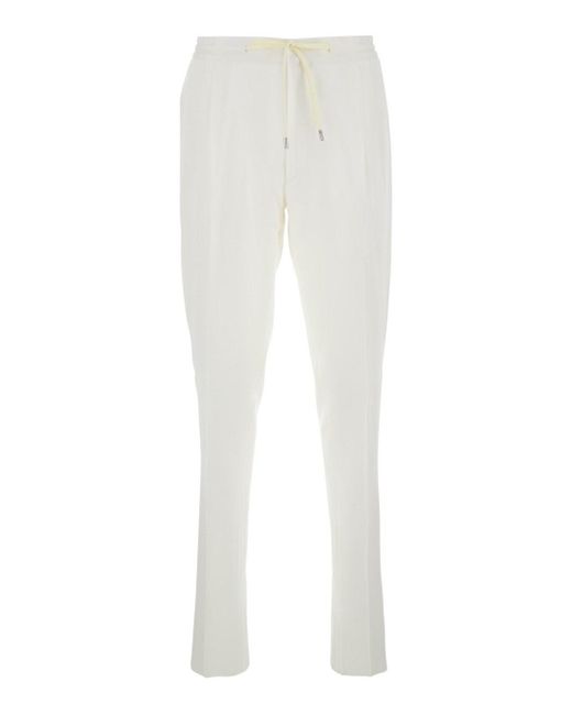 Lardini White Pants With Elastic Waist And Drawstring for men