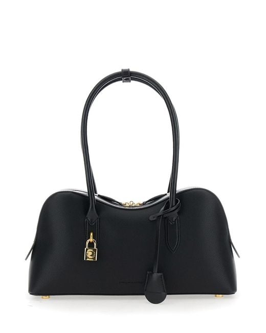 Stella McCartney Black 'Ryder' Handbag With Two Top Handles And Front Padlock Detail With Logo