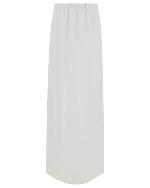 Fabiana Filippi White Long Skirt With Split And Elastic Waistband