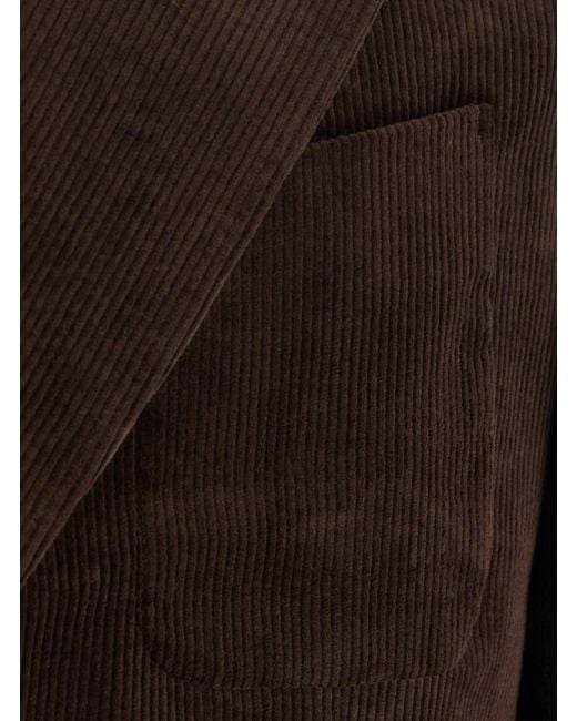 TONYWACK Black Corduroy Single-Breasted Tailored Jacket With Notched Revers for men