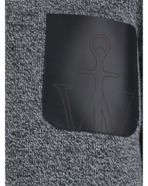 J.W. Anderson Gray Sweater With High Neck And One Front Patch Leather Pocket for men