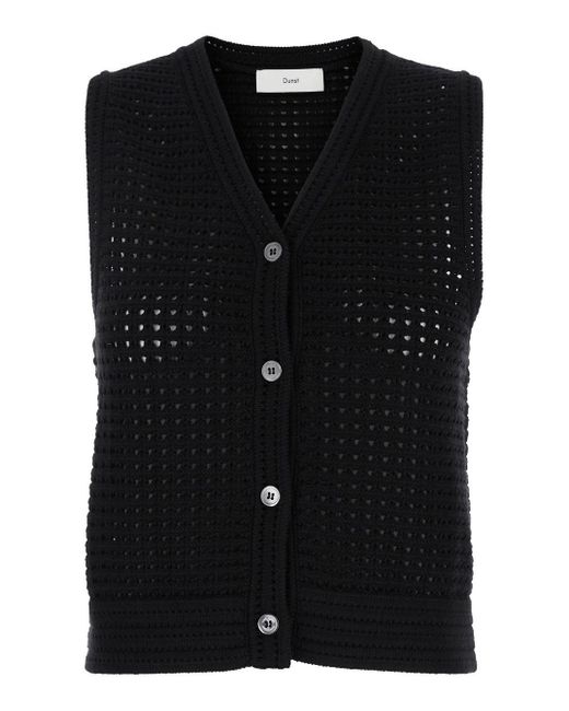 DUNST Black Knit Vest With Buttons