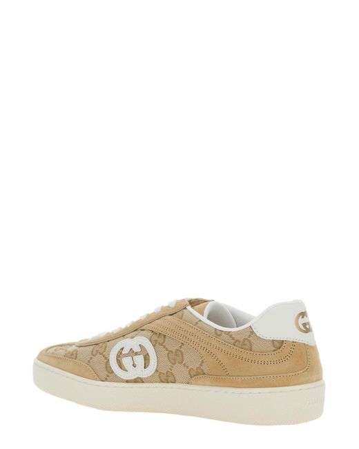 Sneaker 'G75' Con Motivo Gg All-Over E Logo Laterale di Gucci in White