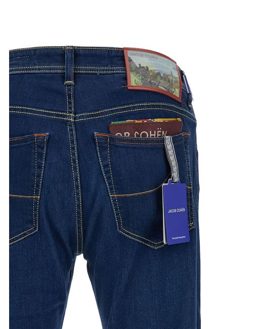 Jacob Cohen Blue Slim Jeans In Mixed Cotton Man for men