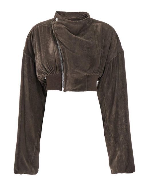 Rick Owens Black 'Hollywood' Cropped Jacket With Front Zip Closure