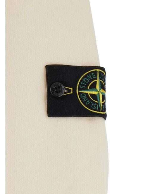 Felpa Girocollo Con Patch Logo Sulla Manica di Stone Island in White da Uomo