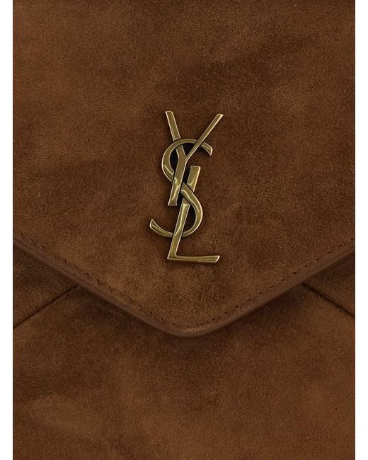 Saint Laurent Brown Ysl Pw Mbag Suede Satin Calf