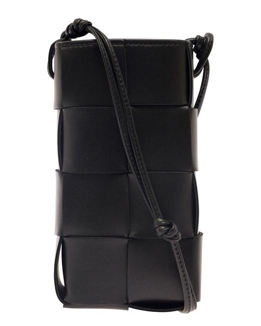 Bottega Veneta Black 'Phone Pouch' Shoulder Bag With Knot Details
