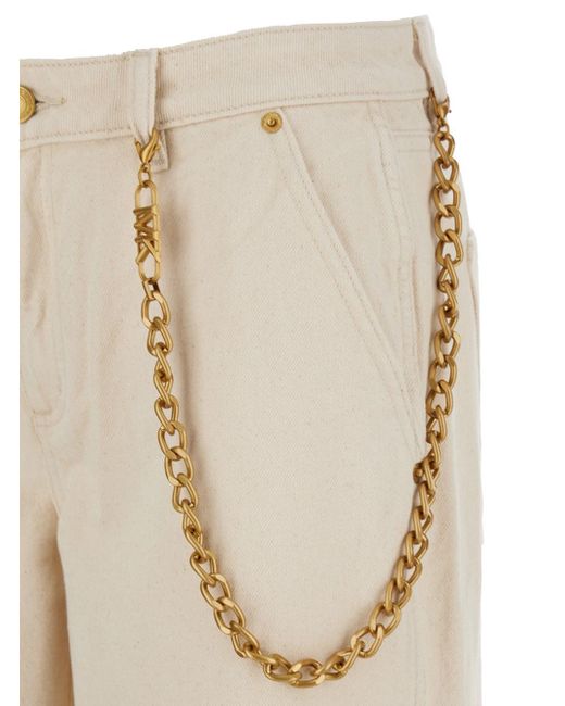 MICHAEL Michael Kors Natural Wide Leg Jeans With Chain Detail