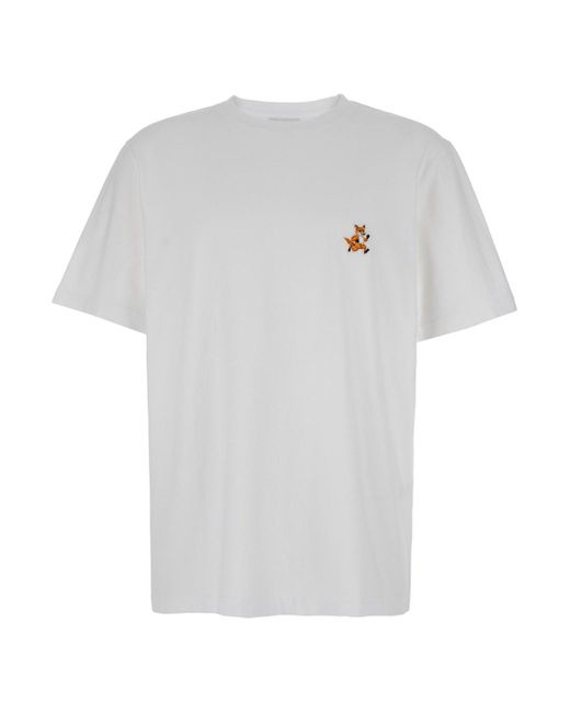 Maison Kitsuné White T-Shirt With Logo Detail for men