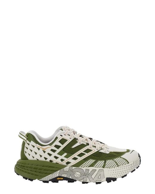 Hoka One One Green 'Speedgoat' Low Top Sneakers With Geometric Motif