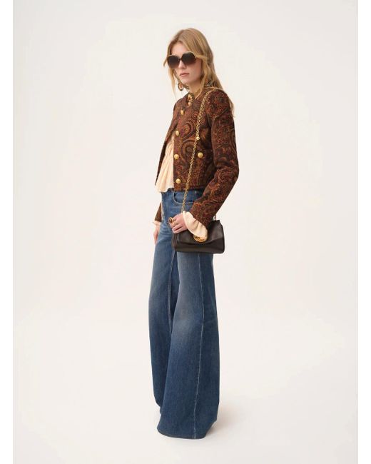Chloé Blue Chloã High Waisted Jeans With Wide Leg And Logo Patch On The Rear