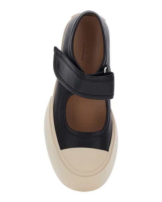 Marni White 'Mary Jane' Sneaker With Hook And Loop Closure And Logo On