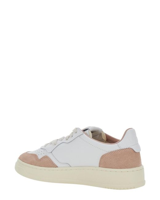 Autry White 'Medalist' Low Top Sneakers With Logo Patch On The Tongue