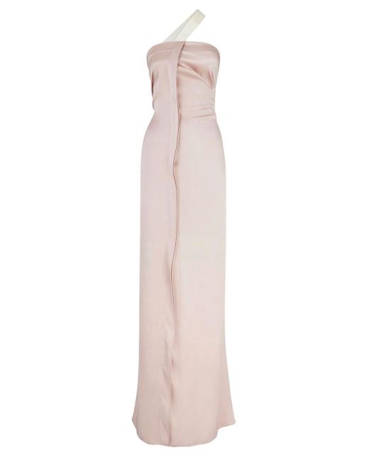 Fendi Pink Antique Maxi Bustier Dress Wuth Draping Motif In Silk Woman