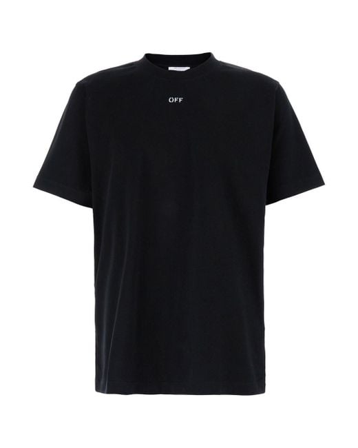 Off-White c/o Virgil Abloh Black Off- Crewneck T-Shirt With Contrasting Off Print for men