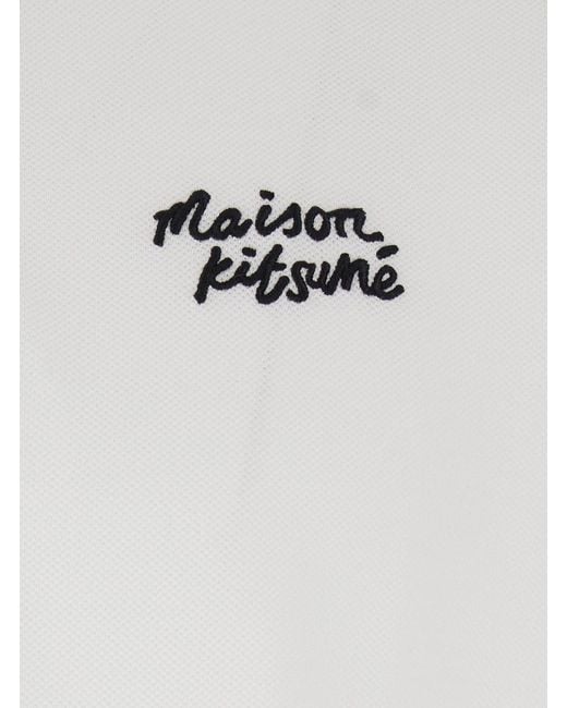 Maison Kitsuné White Polo Shirt Handwriting Comfort for men