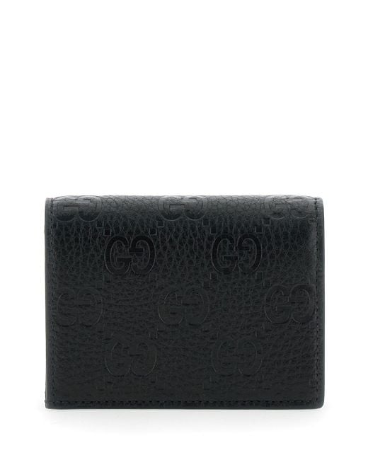 Gucci Black Wallet With All-Over Gg Logo