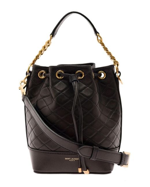 Saint Laurent Black Emmanuelle Leather Crossbody Bucket Bag Woman