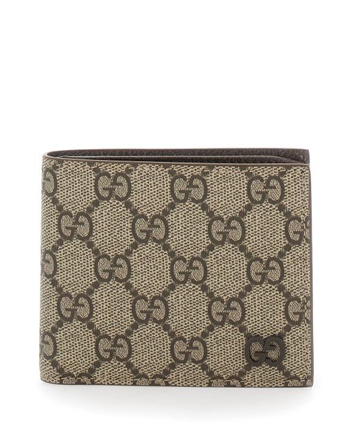 Gucci Gray Bi-Fold Wallet With Double G Logo Plaque On The Front for men