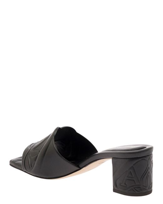 Alexander McQueen Black Slip-On Sandals With Embossed Logo