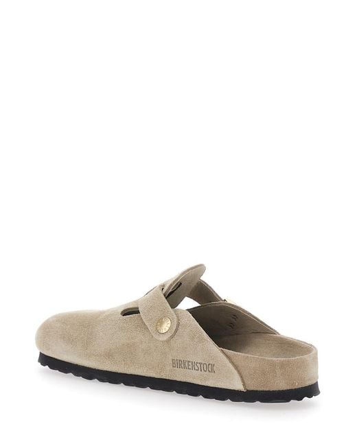 Birkenstock White 'Boston' Mules With Buckle And Rounded Toe