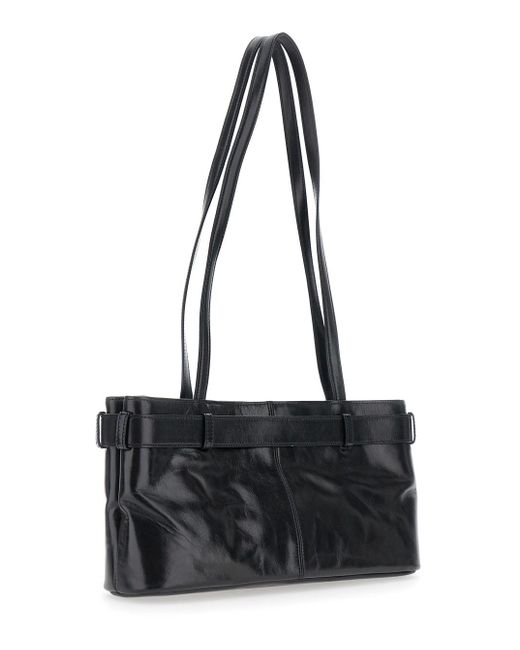 OSOI Black Shoulder Bag With Belt Detail And Pendant Keys