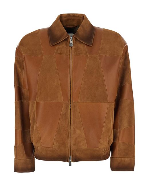 Versace Brown 'Danimer' Leather Jacket For
