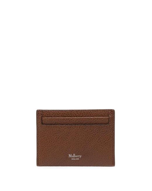 Mulberry Brown Heritage Leather Card Holder With Logo Woman