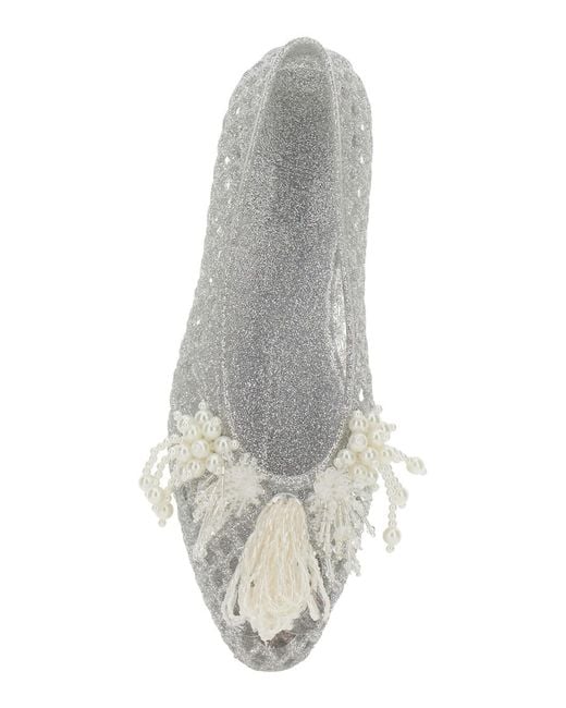 HEAVENLY JELLY White 'Muse' Color Ballet Shoes With Beaded Details
