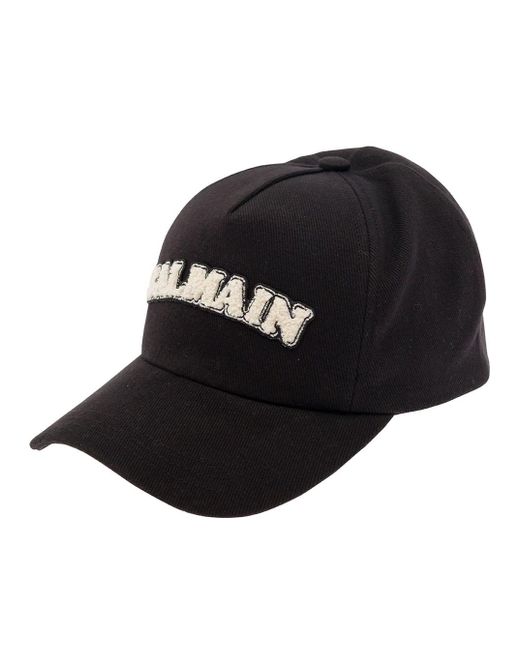 Berretto baseball con patch logo di Balmain in Black da Uomo
