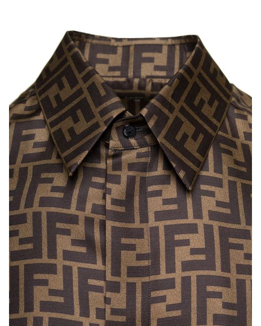 Fendi Brown Shirt With Ff Motif for men