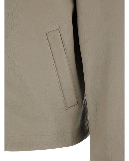 sunflower Natural Leather Crop Jacket With Classic Collar And Dropped Sh for men