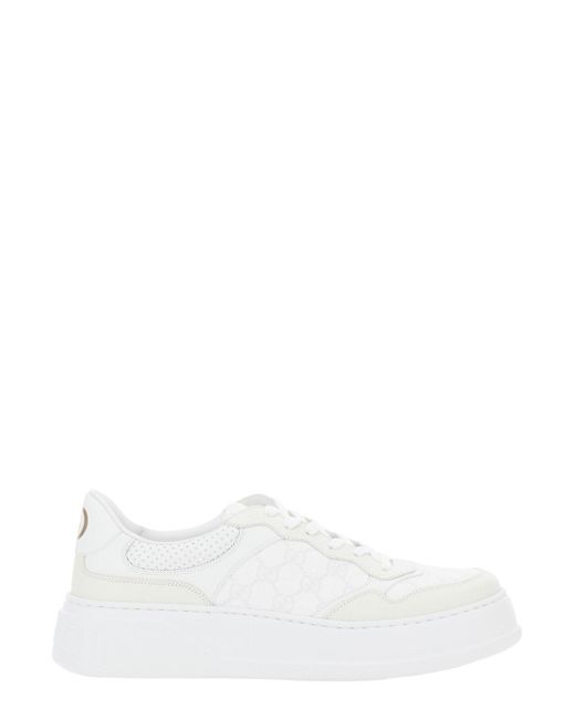 Sneaker Low Top Con Logo Lettering Sulla Linguetta E Stampa Logo di Gucci in White da Uomo