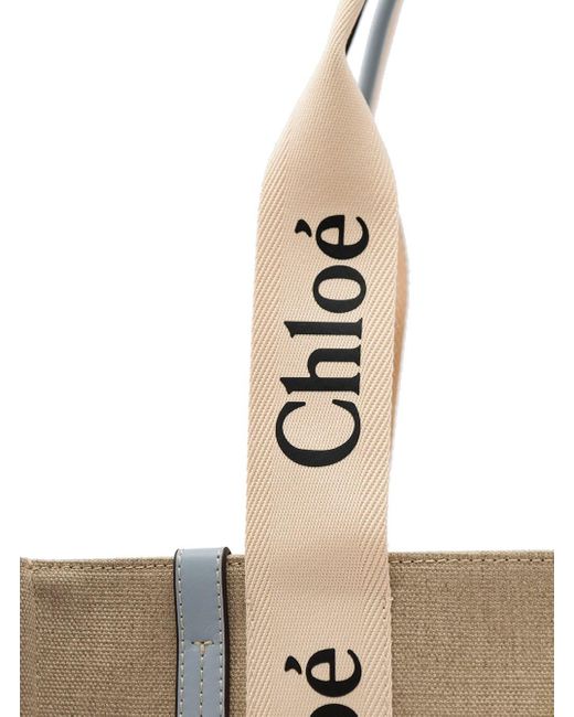 Chloé Natural 'Medium Woody' Handbag With Logo
