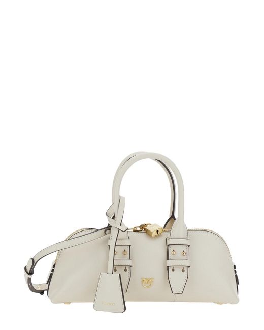 Pinko Natural 'Bowling Bag Horizontal' Handbag With Adjustable And Remov