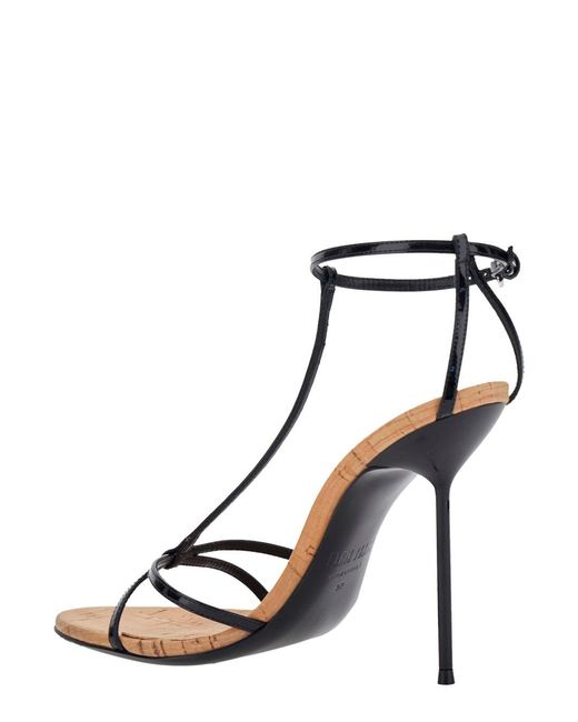 Paris Texas Black 'Lidia' High Heel Sandals With Adjustable Strap