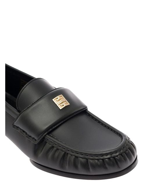 Givenchy Black Loafers With Logo Detail In Smooth Leather
