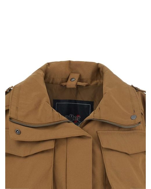 AFTER LABEL Brown Ushuaia Short Parka With Collar, Long Sleeves And Front Cl