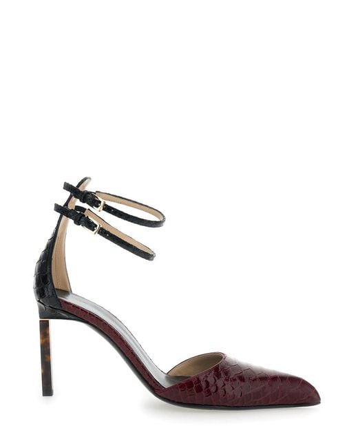 Tom Ford Brown Bordeaux Pumps With High Stiletto Heel And Ankle Strap Closure