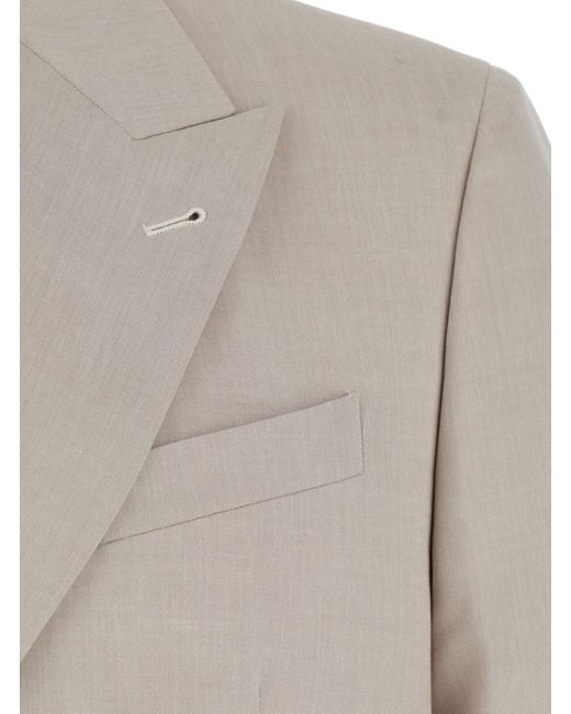 Reveres 1949 Gray Double-Breasted Jacket With Peak Revers for men