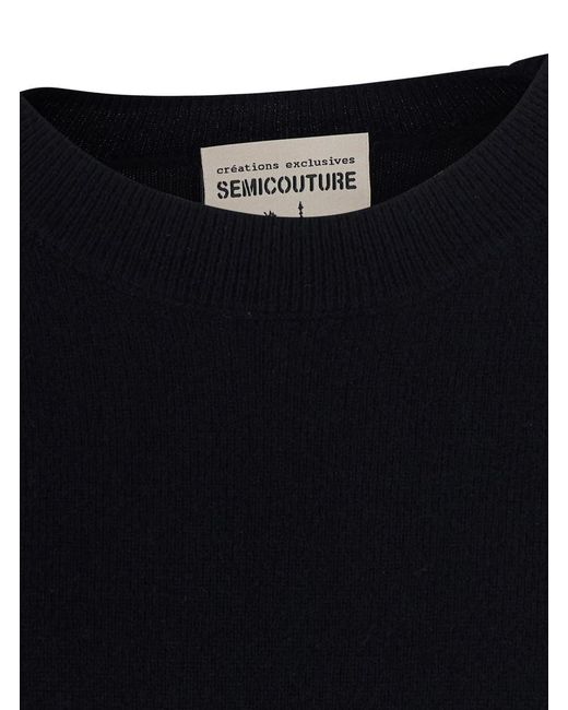 Semicouture Black Long Dress Brenda Knit With Long Sleeves